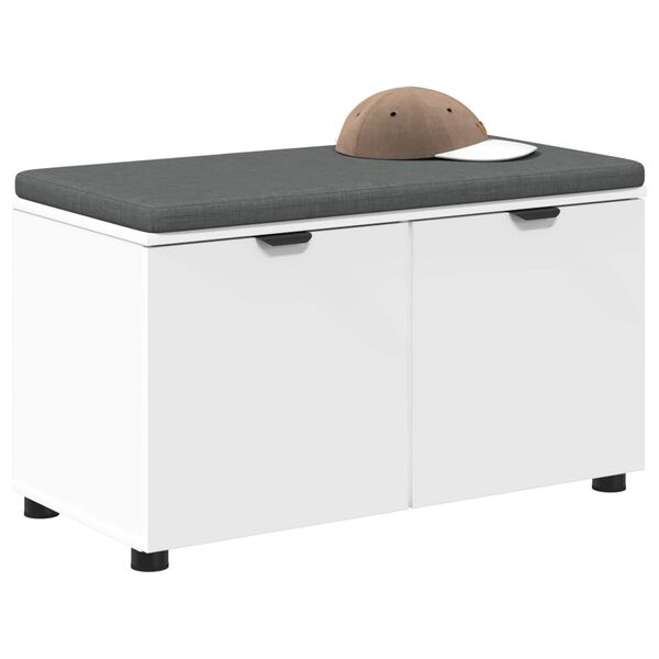 vidaXL Bancă pentru hol cu pernă cu depozitare Alb 80 x 46 x 46 cm