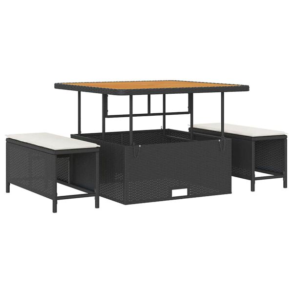 vidaXL Set de canapele pentru grădină cu pernă Negru Rattan poli