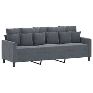 vidaXL Canapea cu 3 locuri, gri &icirc;nchis, 180 cm, material catifea