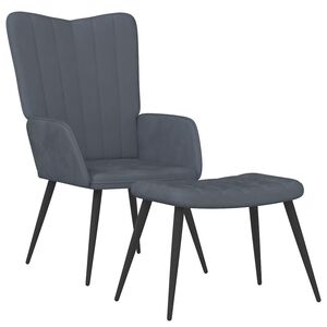 vidaXL Scaun de relaxare cu taburet, gri &icirc;nchis, catifea