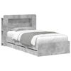 vidaXL Cadru de pat cu depozitare și tăblie Gri Beton 90 x 190 cm