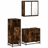 vidaXL Set mobilier de baie, 3 piese, stejar fumuriu, lemn prelucrat