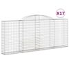 vidaXL Coșuri gabion arcuite 17 buc, 300x30x120/140 cm fier galvanizat