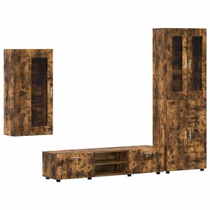 vidaXL Set comodă TV cu raft FLORIN 3 pcs Stejar fumuriu Lemn compozit