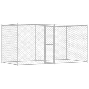 vidaXL Cușcă pentru c&acirc;ine Argintiu 400 x 200 x 200 cm Oțel Galvanizat