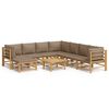 vidaXL Set mobilier de grădină cu perne gri taupe, 9 piese, bambus