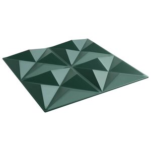 vidaXL Panouri de perete 12 buc. 50 x 50 cm Verde Origami Spumă XPS