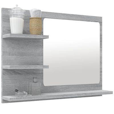 vidaXL Oglindă de baie, gri sonoma, 60x10,5x45 cm, lemn compozit