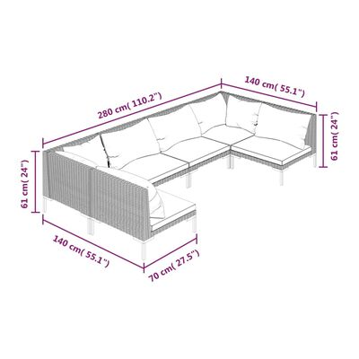 vidaXL Set de mobilier de grădină & perne 6 piese gri închis poliratan