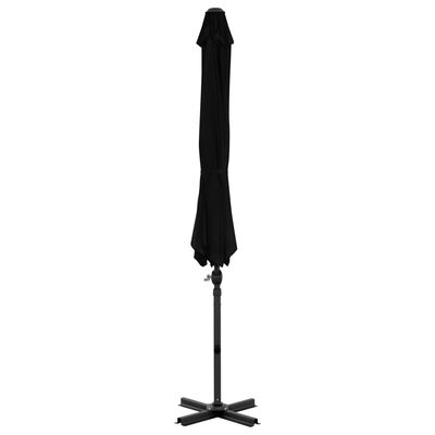 vidaXL Umbrelă suspendată cu stâlp din aluminiu, negru, 300 cm