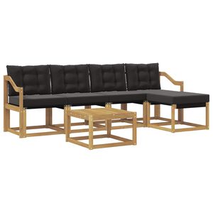 vidaXL Set de canapele de exterior cu pernă 6 pcs Alb și negru