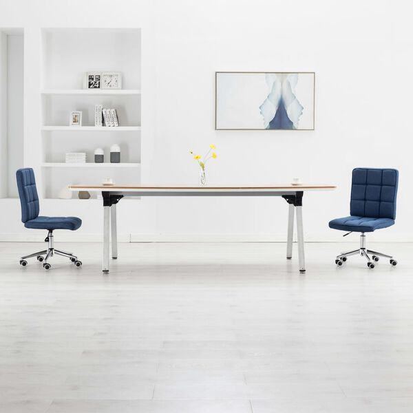 vidaXL Scaune de bucătărie, 2 buc., albastru, textil