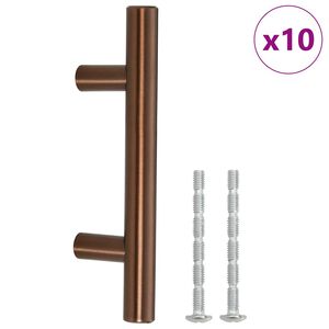 vidaXL M&acirc;nere de dulap, 10 buc., bronz, 64 mm, oțel inoxidabil