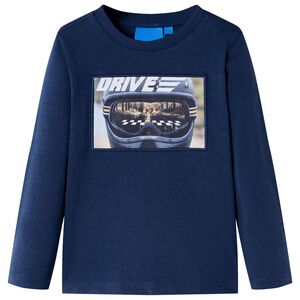 vidaXL Tricou de copii cu m&acirc;neci lungi, bleumarin melanj, 104
