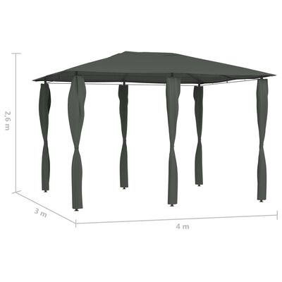 vidaXL Pavilion cu huse pentru stâlpi, antracit, 3x4x2,6 m, 160 g/m²