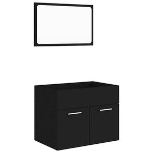 vidaXL Set mobilier de baie, 2 piese, negru, PAL
