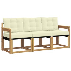 vidaXL Set de canapele de exterior cu pernă 3 pcs Alb și crem