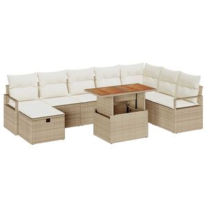 vidaXL Set de canapele pentru grădină 9 pcs Bej poliratan