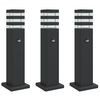 vidaXL Lămpi podea exterior cu senzor, 3 buc., negru, 50 cm, aluminiu