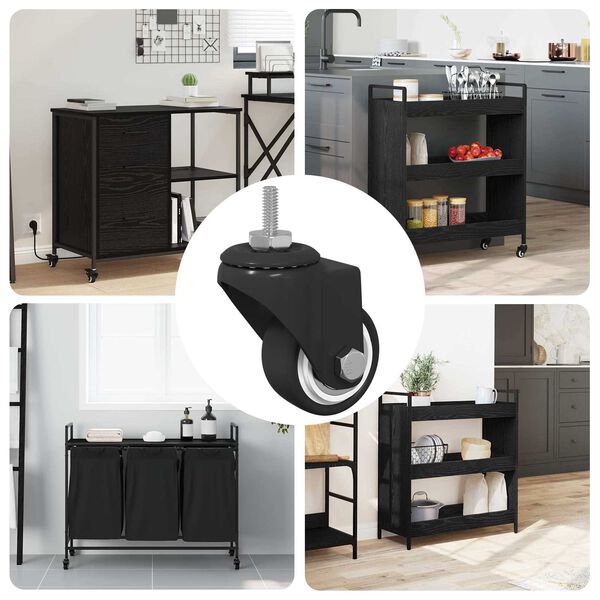 vidaXL Roată pivotantă 12 pcs Negru M6 mm Fier și nylon