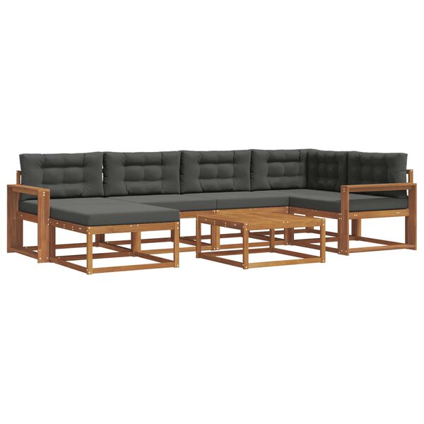 vidaXL Set de canapele de exterior cu pernă 7 pcs Natural și Antracit