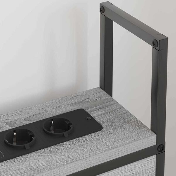 vidaXL Tăblie de Depozitare cu Stație de &Icirc;ncărcare sonoma gri 90 cm