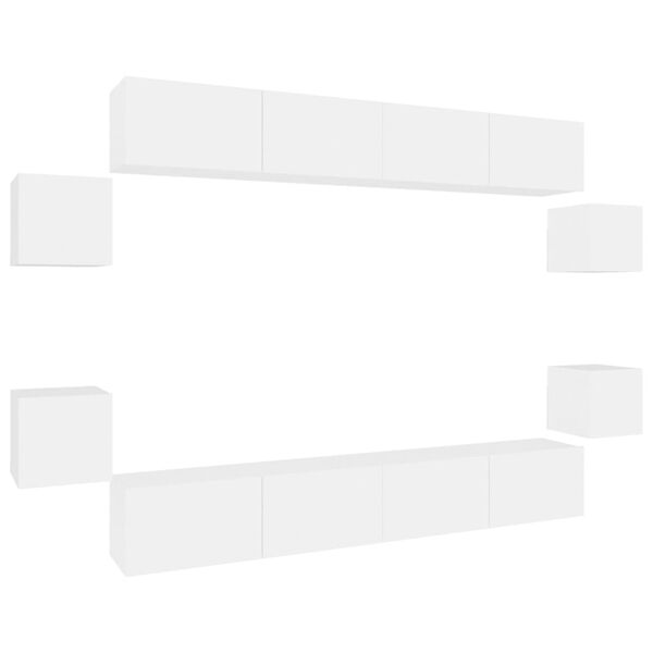 vidaXL Set dulap TV, 8 piese, alb, lemn prelucrat