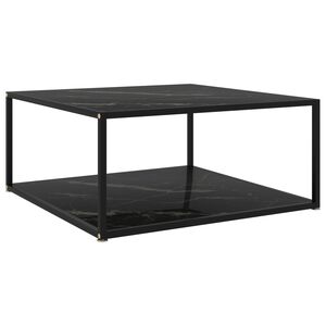 vidaXL Măsuță de cafea, negru, 80x80x35 cm, sticlă securizată