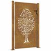 vidaXL Poartă de grădină 100x125 cm, oțel corten, design copac
