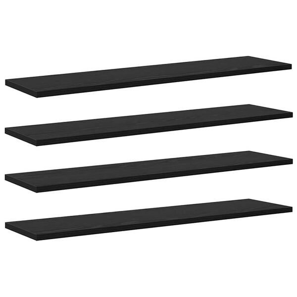 vidaXL Raft pentru cărți 4 pcs Negru 80 x 20 x 1,5 cm Lemn compozit
