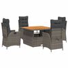 vidaXL Set mobilier de grădină cu perne, 5 piese, gri, poliratan