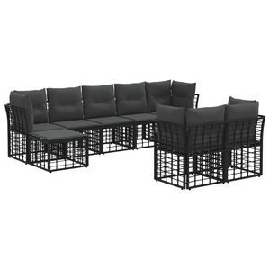 vidaXL Set de canapele de exterior Negru și Gri &icirc;nchis Poliester