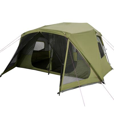 vidaXL Cort de camping pentru 10 persoane, verde, impermeabil