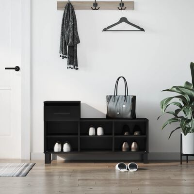 vidaXL Pantofar, negru, 102x36x60 cm, lemn compozit