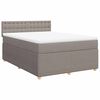 vidaXL Pat box spring cu saltea, gri taupe, 140x200 cm, textil