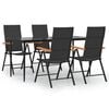 vidaXL Set mobilier de grădină, 5 piese, negru și maro, poliratan
