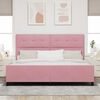 vidaXL Pat cu arcuri cu headboard Roz 200 x 200 cm Catifea