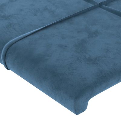 vidaXL Tăblie de pat cu LED, albastru închis, 80x5x118/128cm, catifea