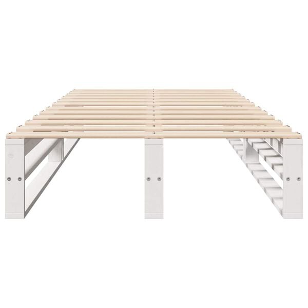 vidaXL Cadru de pat fără saltea, alb, 75x190 cm, lemn masiv de pin