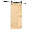 vidaXL Ușă glisantă Natural și Negru 100 x 210 cm Lemn de Pin Solid