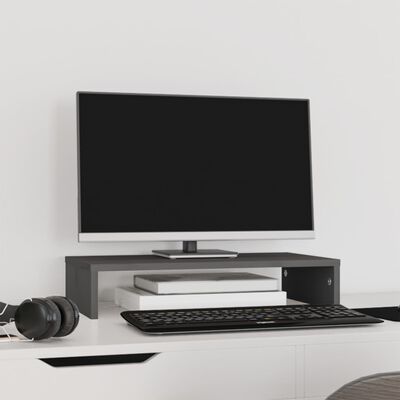 vidaXL Suport pentru monitor, gri, 50x27x10 cm, lemn masiv pin