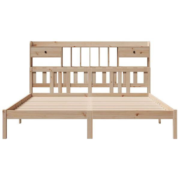 vidaXL Pat cu bibliotecă fără saltea, 180x200 cm, lemn masiv de pin