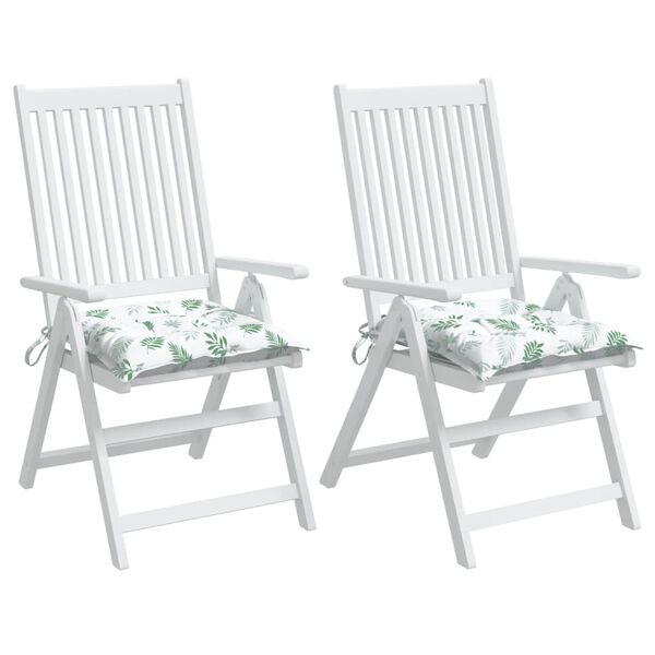 vidaXL Perne de scaun, 2 buc., 40x40x7 cm, textil, model frunze