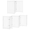 vidaXL Poartă c&acirc;ini pliabilă cu ușă 12 panouri, alb, 600 cm, lemn plop