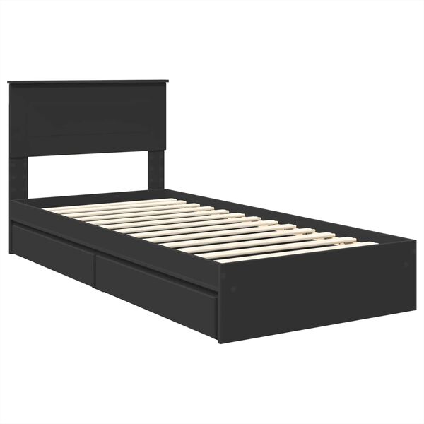 vidaXL Pat cu storage cu headboard Negru 100 x 200 cm Lemn compozit