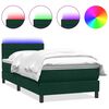 vidaXL Pat cu arcuri cu saltea și LED, verde &icirc;nchis, 100x220 cm, catifea