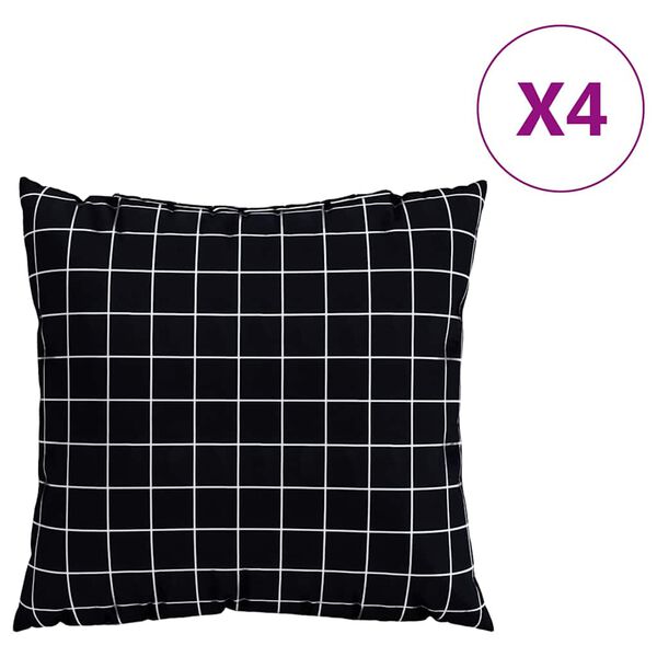 vidaXL Perne decorative &Icirc;n carouri 4 pcs Carouri Negre 40 x 40 cm