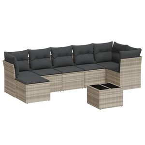 vidaXL Set mobilier de grădină cu perne, 8 piese gri deschis poliratan