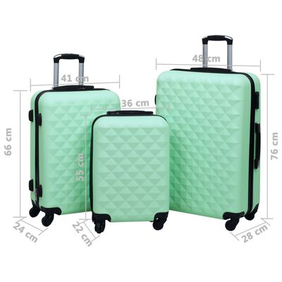 vidaXL Set de valize cu carcasă rigidă, 3 piese, verde mentă, ABS