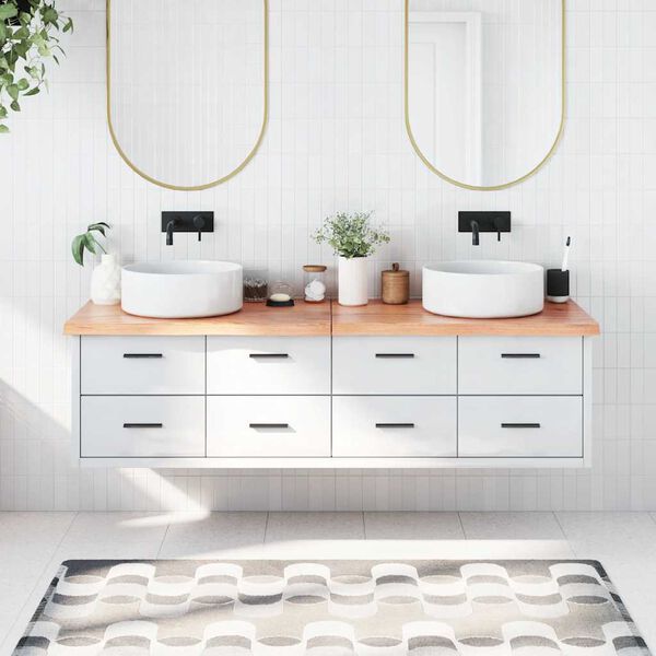 vidaXL Blat de baie, maro deschis, 180x50x(2-4) cm, lemn masiv tratat